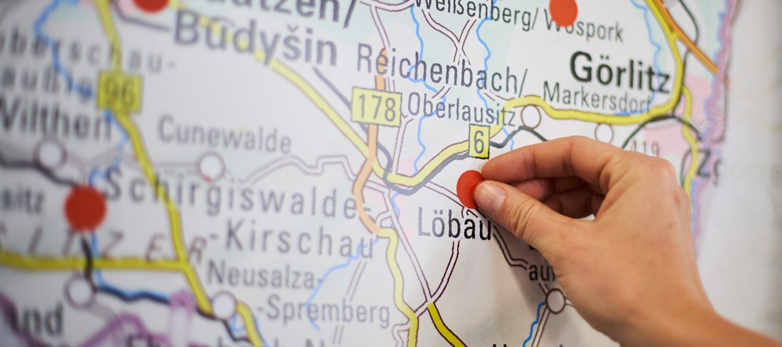 Landkarte, die den ländliche Regionen Sachsens zeigt
