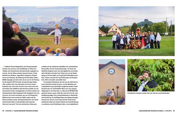 Das Bild zeigt eine Seite des Kulturstifters (Bookzine). Thema ist das Landschaftstheater Sächsische Schweiz.